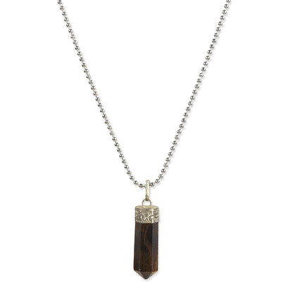 Ruby Raang Studio Brown Natural Stone Cylinder Silver Plated Handcrafted Neckpiece