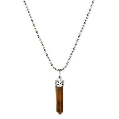 Ruby Raang Studio Long Brown Natural Stone Healing Silver Plated Handcrafted Neckpiece