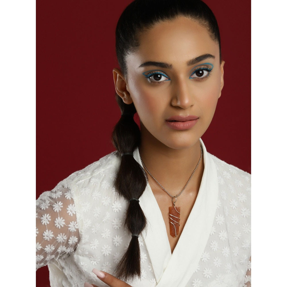 Ruby Raang Studio Orange Silver Plated Handcrafted Necklace