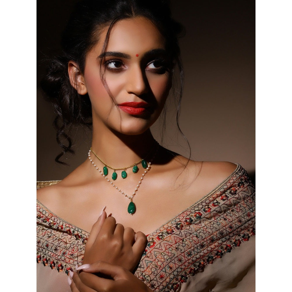 Ruby Raang Studio Green Gold Plated Handcrafted Necklace