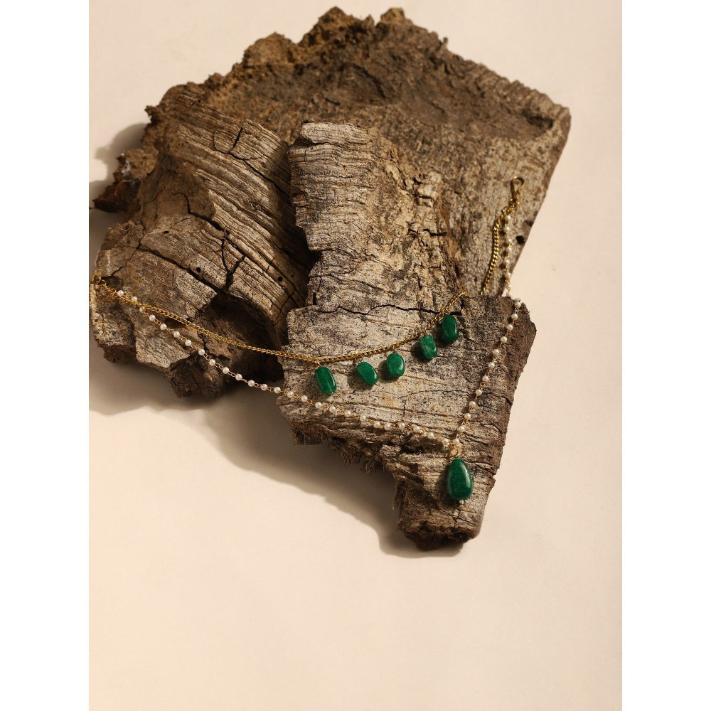 Ruby Raang Studio Green Gold Plated Handcrafted Necklace