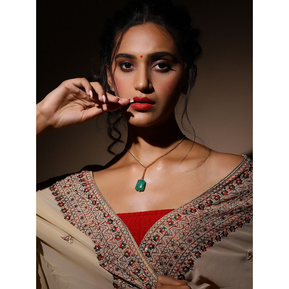 Ruby Raang Studio Green Gold Plated Handcrafted Necklace