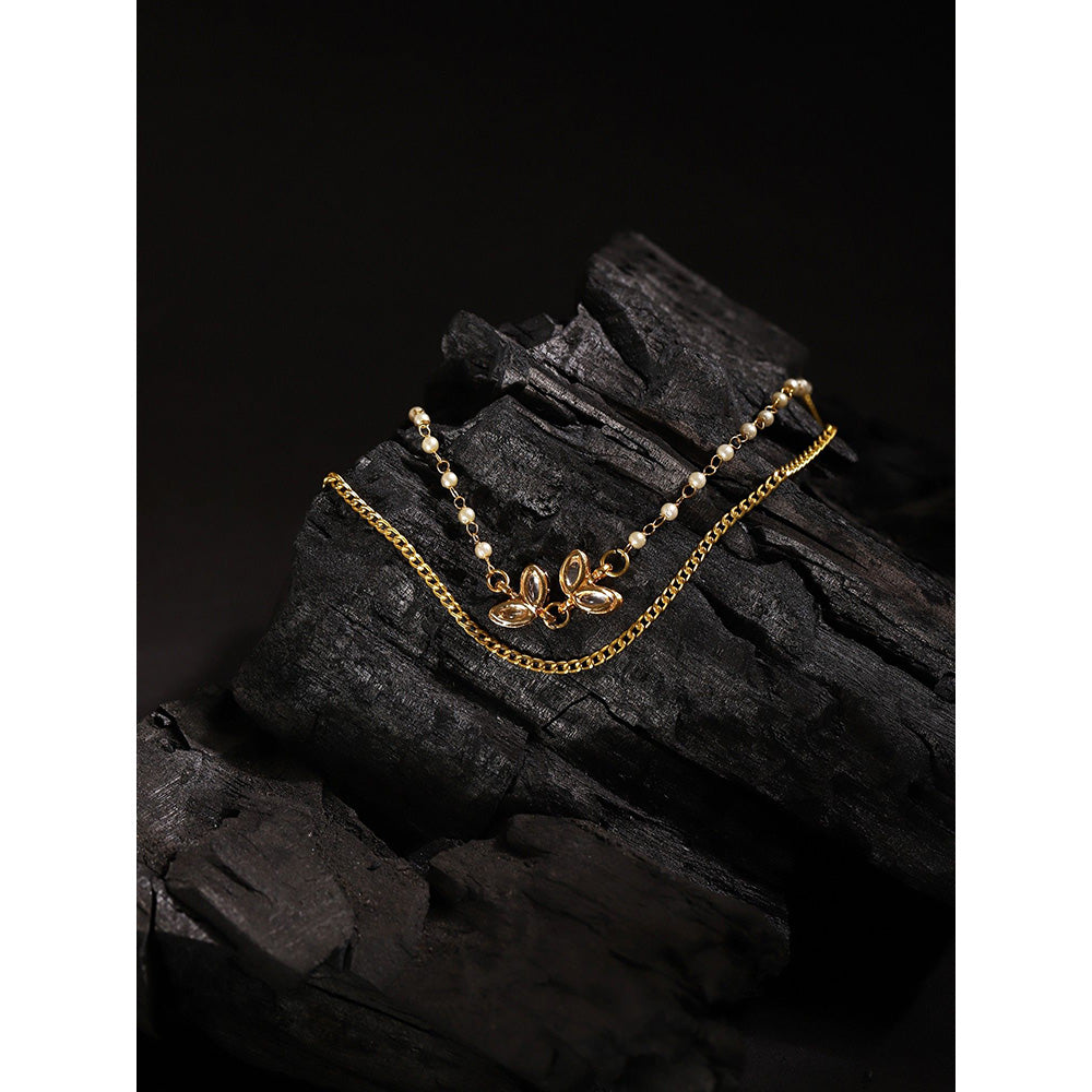 Ruby Raang Studio White Gold Plated Kundan Necklace