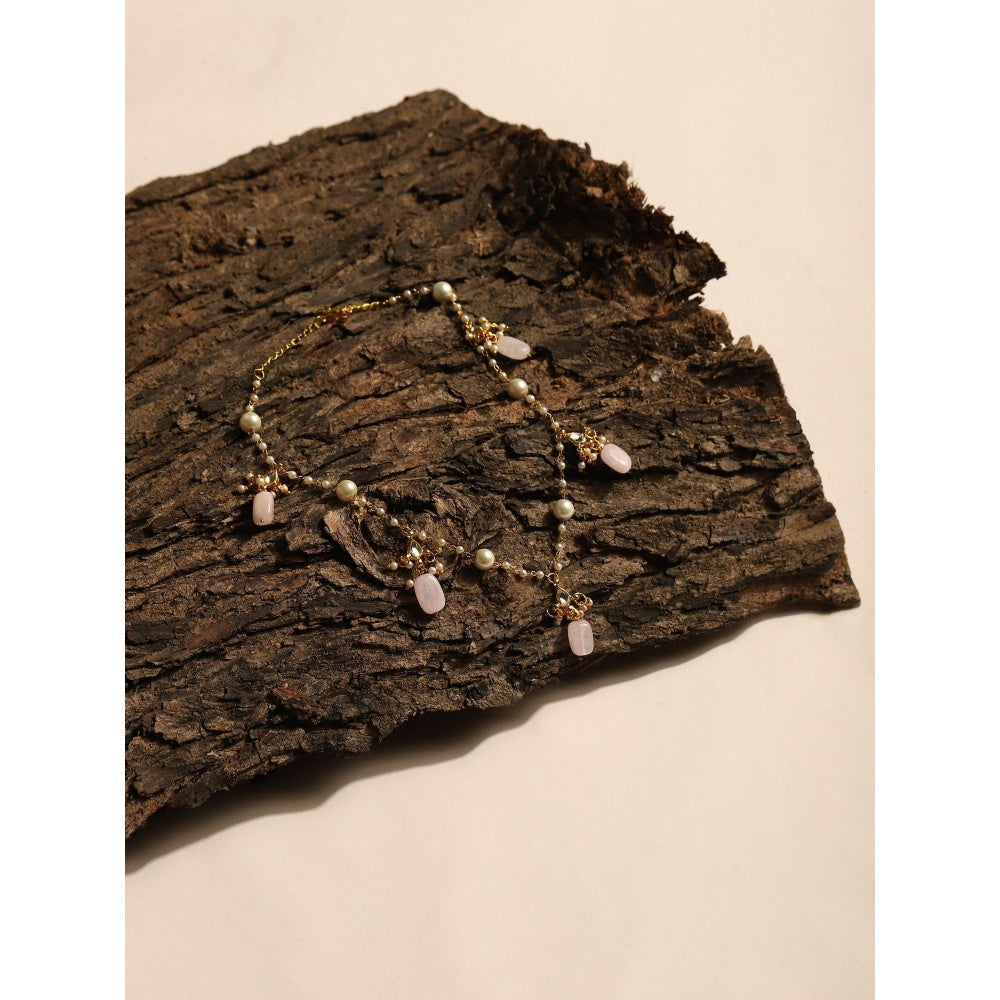 Ruby Raang Studio Pink Gold Plated Kundan Necklace