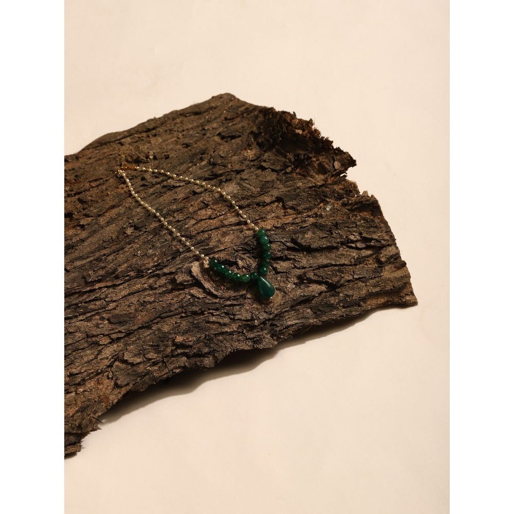Ruby Raang Studio Green Beaded Necklace with Pearls