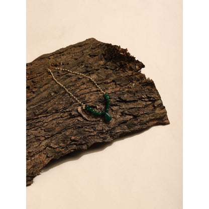 Ruby Raang Studio Green Beaded Necklace with Pearls