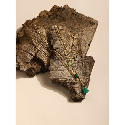 Ruby Raang Studio Green Gold Plated Handcrafted Necklace with Pearls