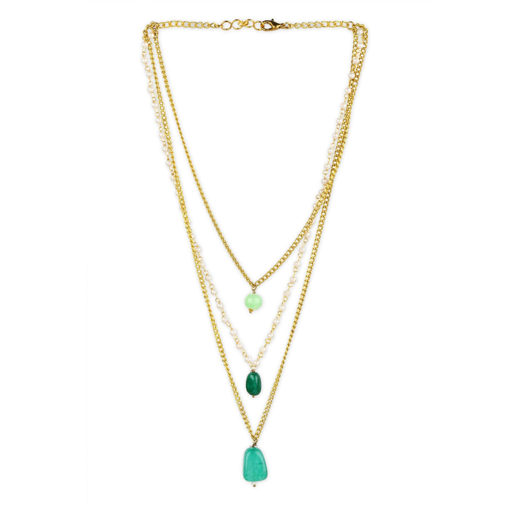 Ruby Raang Studio Green Gold Plated Handcrafted Necklace with Pearls