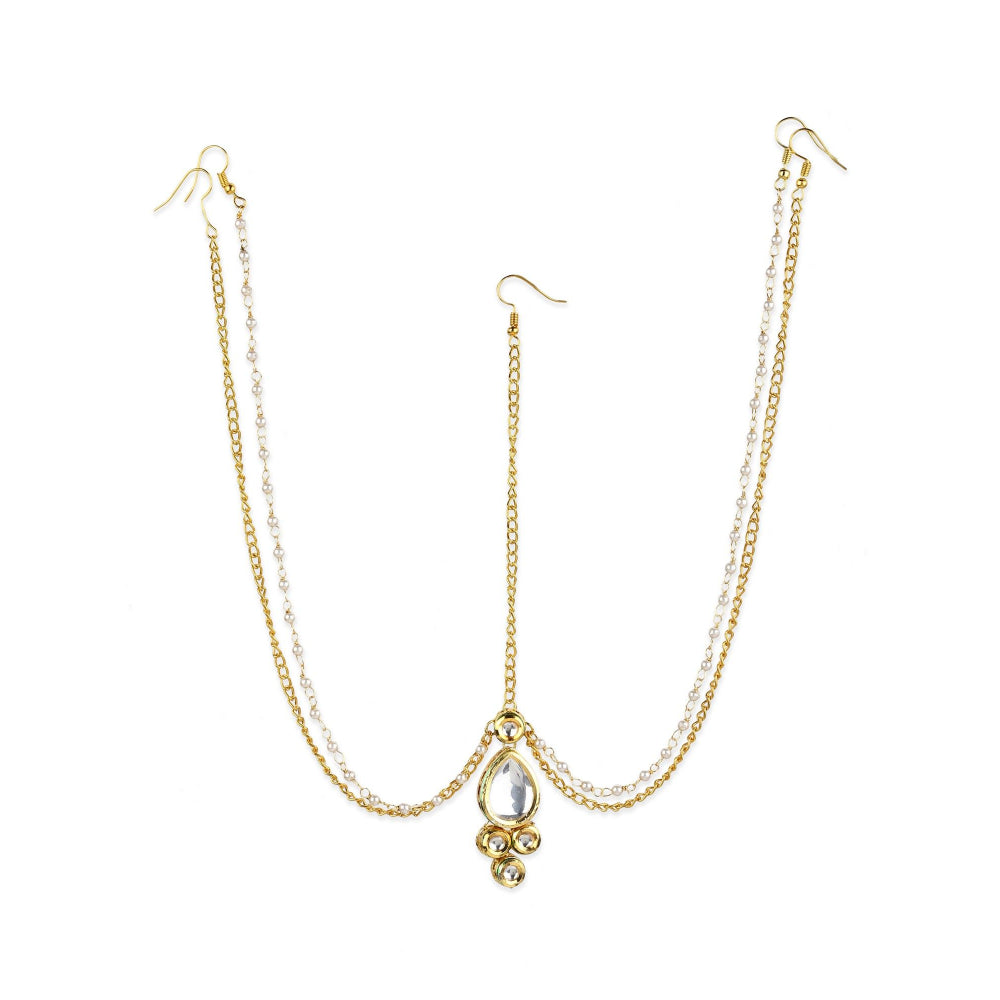 Ruby Raang Studio Gold Plated Kundan Mathapatti