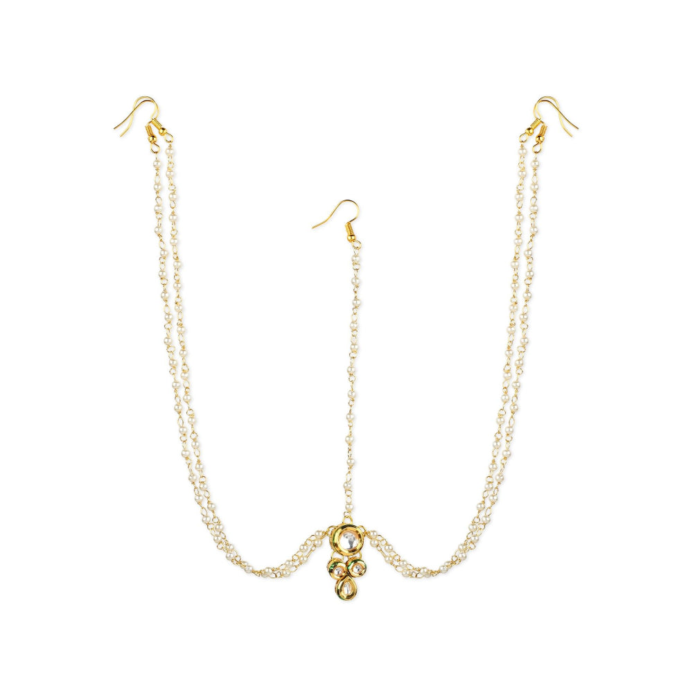 Ruby Raang Studio Gold Plated Kundan Mathapatti