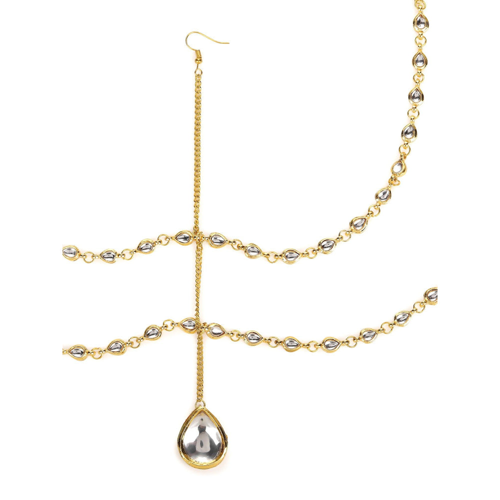 Ruby Raang Studio Gold Plated Kundan Mathapatti