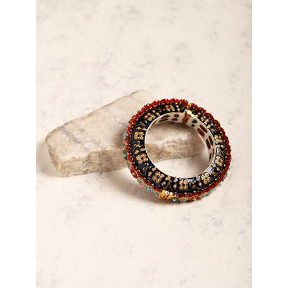 Ruby Raang Studio Blue Enamelled Gold Plated Kundan Bangle