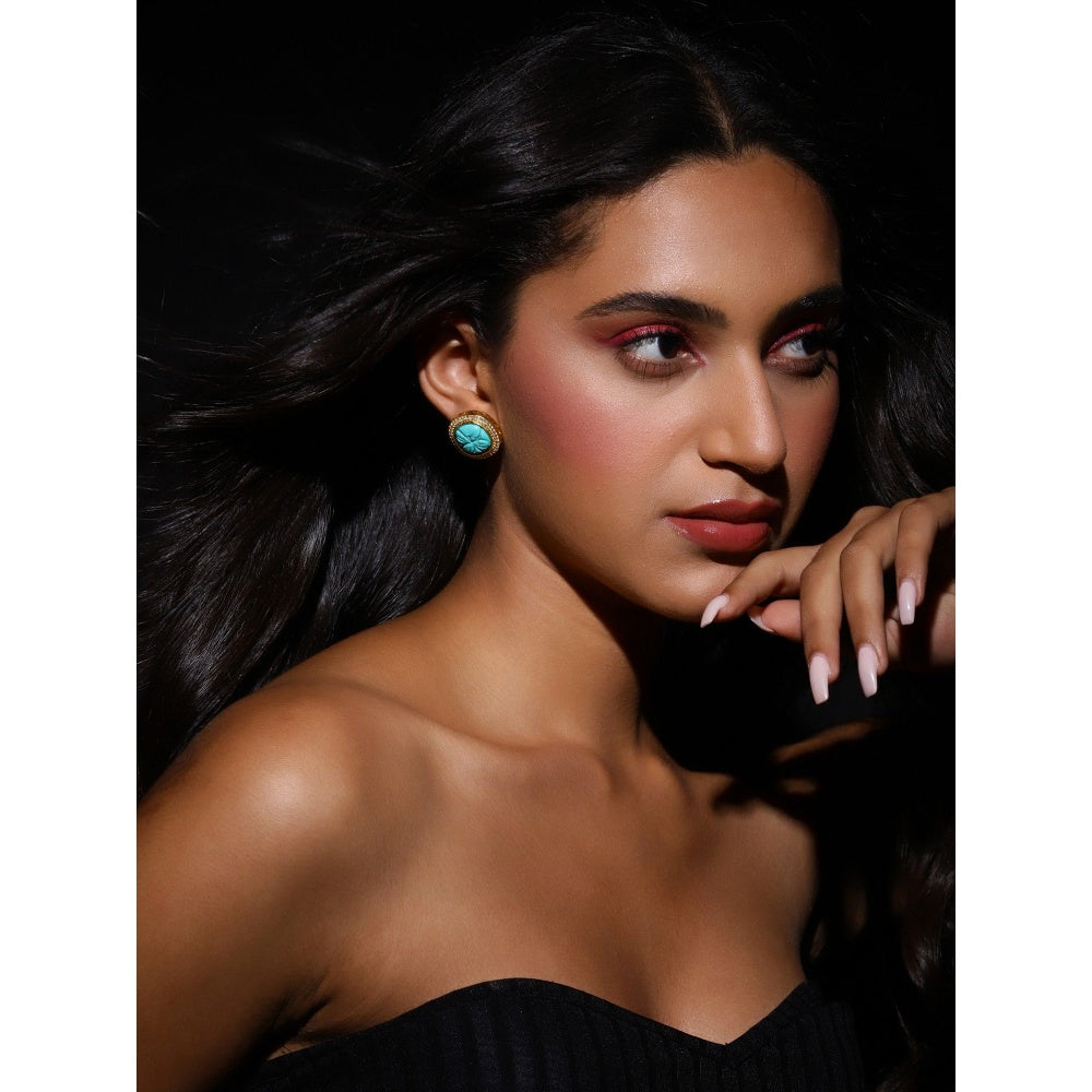 Ruby Raang Studio Blue Gold Plated Handcrafted Earrings
