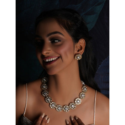 Ruby Raang Studio Gold and Silver Kundan Choker with Studs
