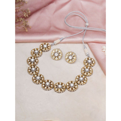 Ruby Raang Studio Gold and Silver Kundan Choker with Studs