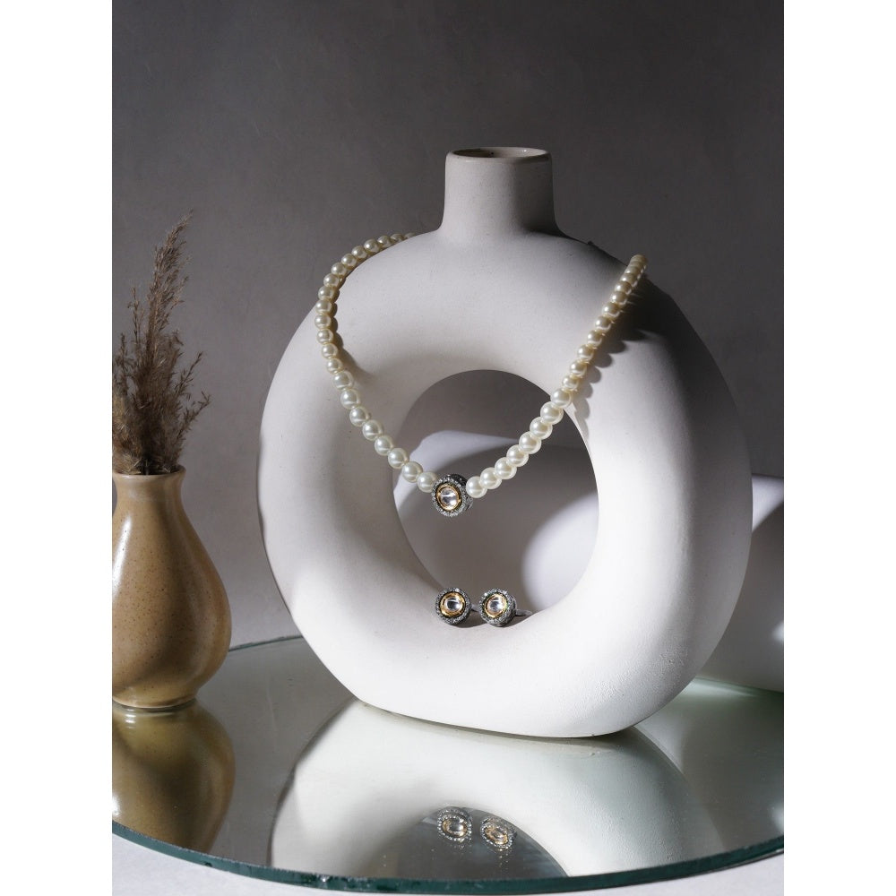 Ruby Raang Studio Kundan and Pearl Choker with Studs
