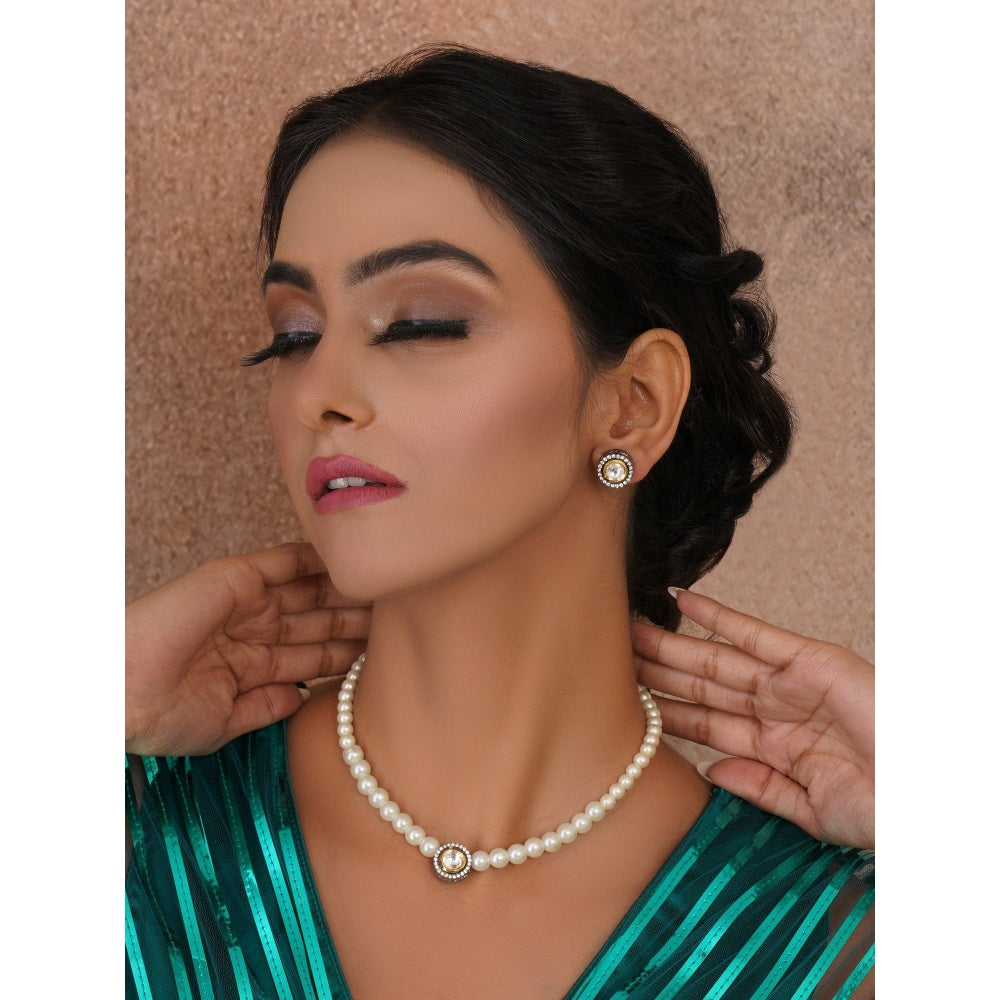 Ruby Raang Studio Kundan and Pearl Choker with Studs