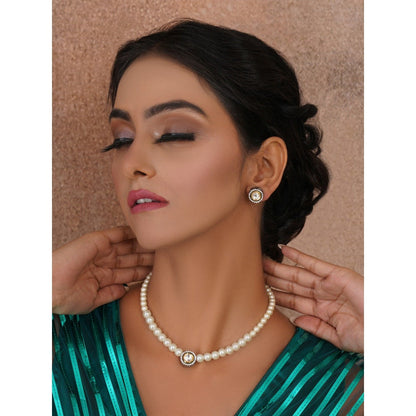 Ruby Raang Studio Kundan and Pearl Choker with Studs