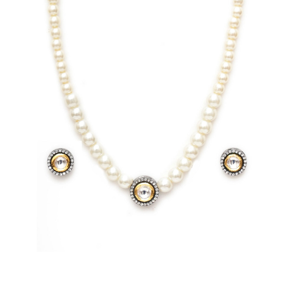 Ruby Raang Studio Kundan and Pearl Choker with Studs