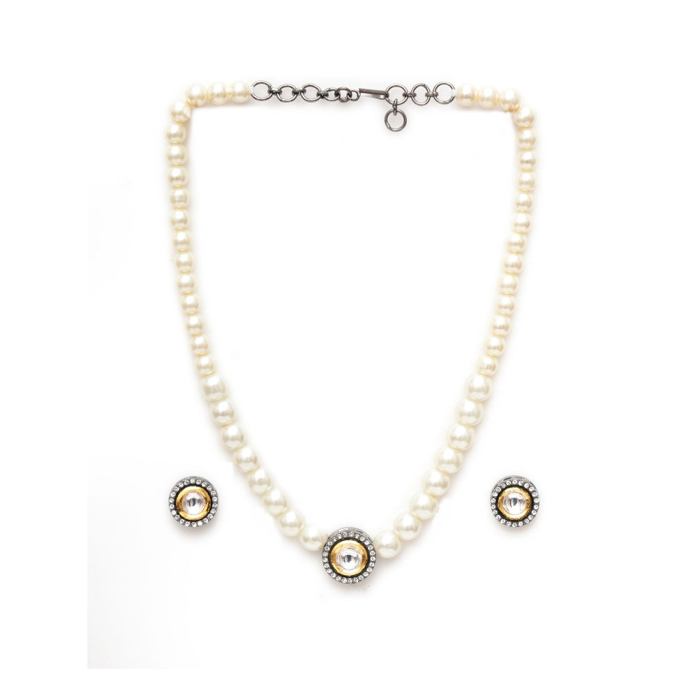 Ruby Raang Studio Kundan and Pearl Choker with Studs