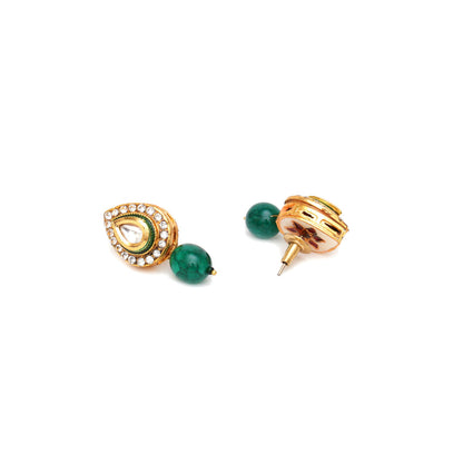 Ruby Raang Studio Emerald Stone Kundan Drops