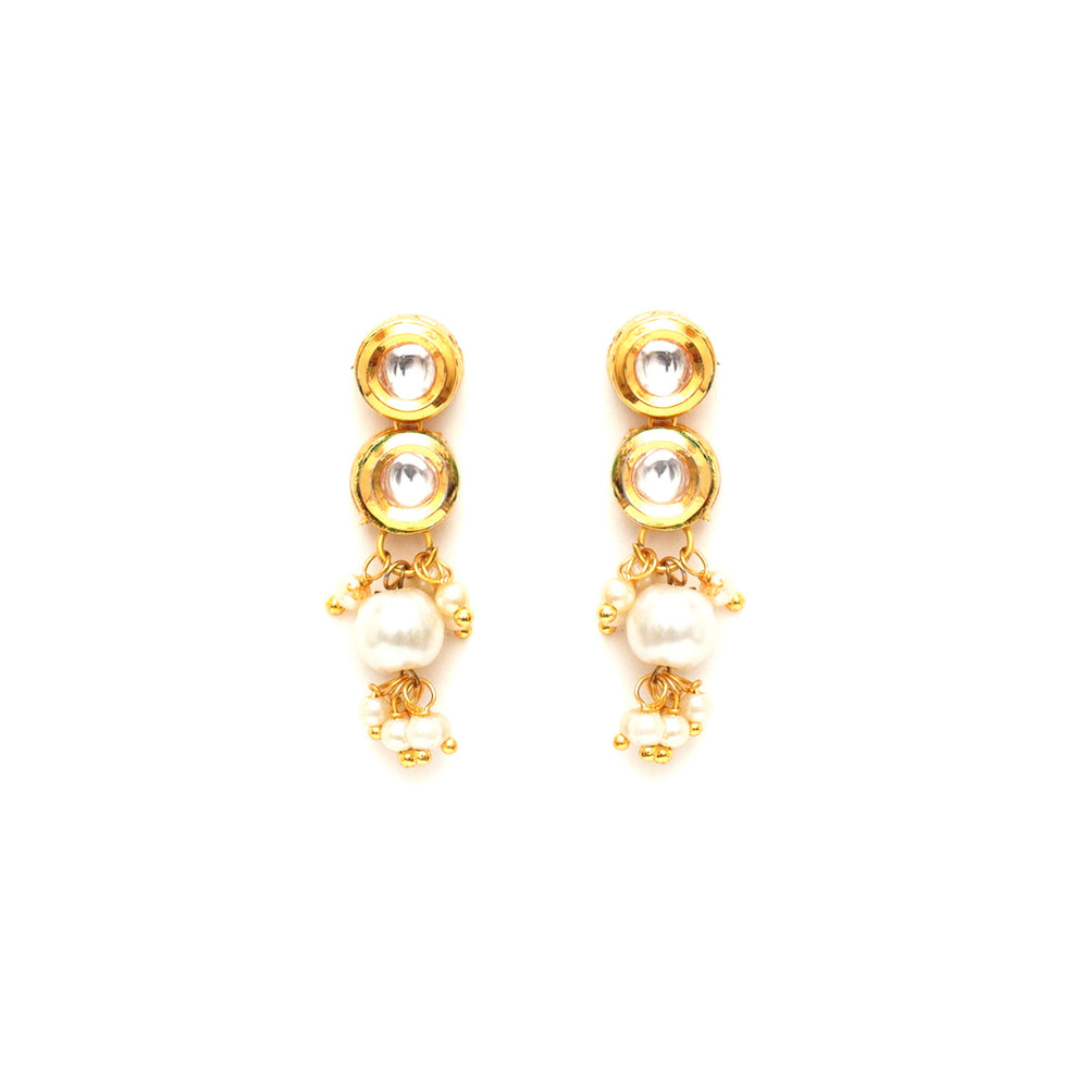 Ruby Raang Studio Kundan Earrings with Pearl Drops