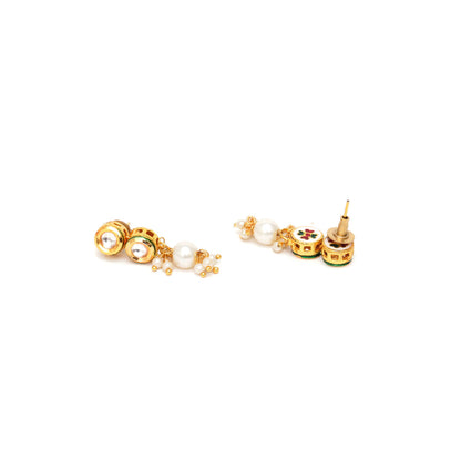 Ruby Raang Studio Kundan Earrings with Pearl Drops