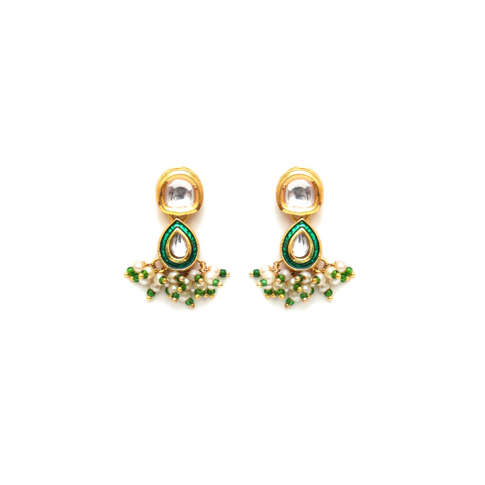 Ruby Raang Studio Dual Tone Kundan Stone with Earrings