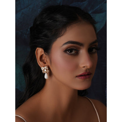 Ruby Raang Studio Kundan Studs with Pearl Drop