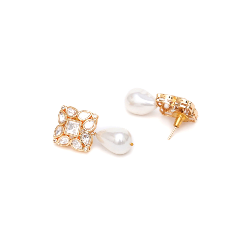 Ruby Raang Studio Kundan Studs with Pearl Drop