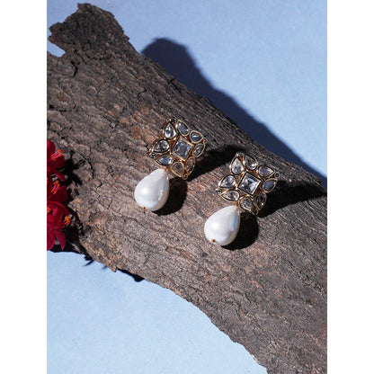 Ruby Raang Studio Kundan Studs with Pearl Drop
