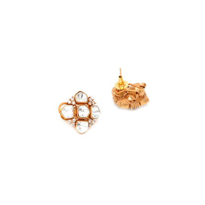 Ruby Raang Studio Kundan Polki Gold Studs