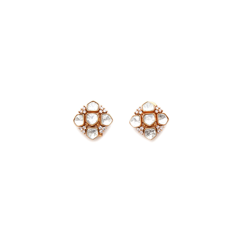 Ruby Raang Studio Kundan Polki Gold Studs