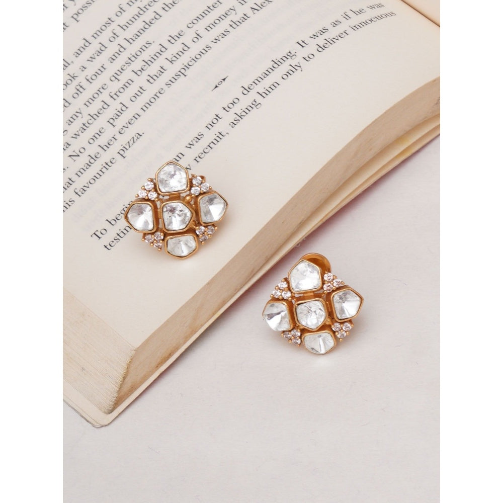 Ruby Raang Studio Kundan Polki Gold Studs
