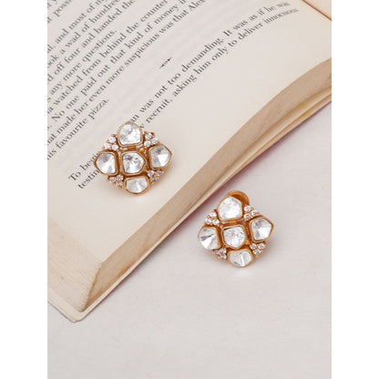 Ruby Raang Studio Kundan Polki Gold Studs