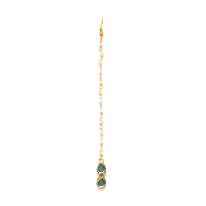 Ruby Raang Studio Kundan Turquoise Maang Tikka