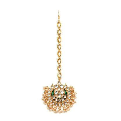 Ruby Raang Studio Green Kundan Maang Tikka