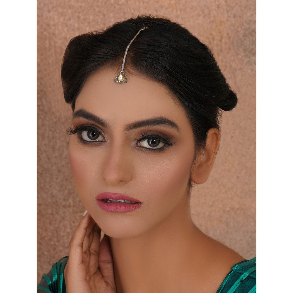 Ruby Raang Studio Dual Tone Kundan Maang Tikka