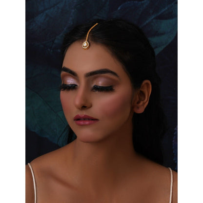 Ruby Raang Studio Gold Kundan Maang Tikka