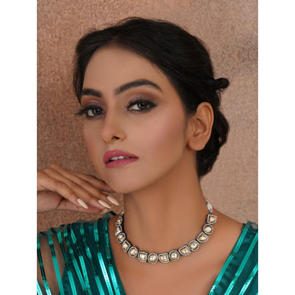 Ruby Raang Studio Mixed Cut Dual Tone Kundan Neckpiece