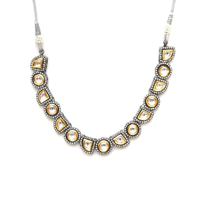 Ruby Raang Studio Mixed Cut Dual Tone Kundan Neckpiece