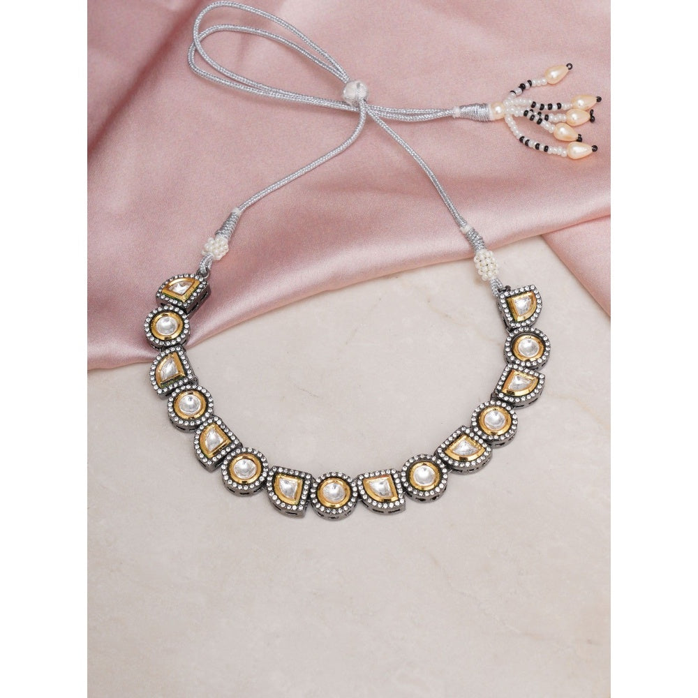 Ruby Raang Studio Mixed Cut Dual Tone Kundan Neckpiece