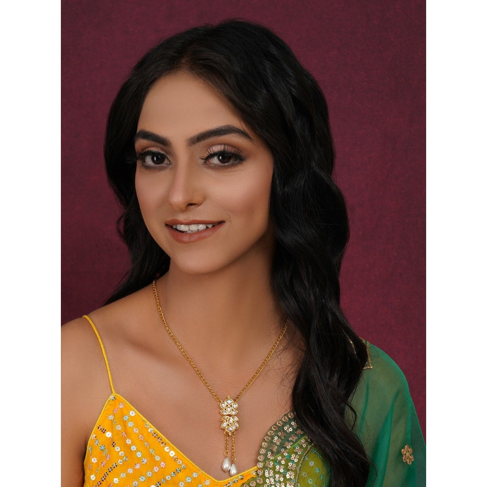 Ruby Raang Studio Long Gold Kundan Neckpiece