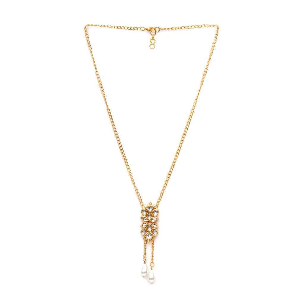 Ruby Raang Studio Long Gold Kundan Neckpiece