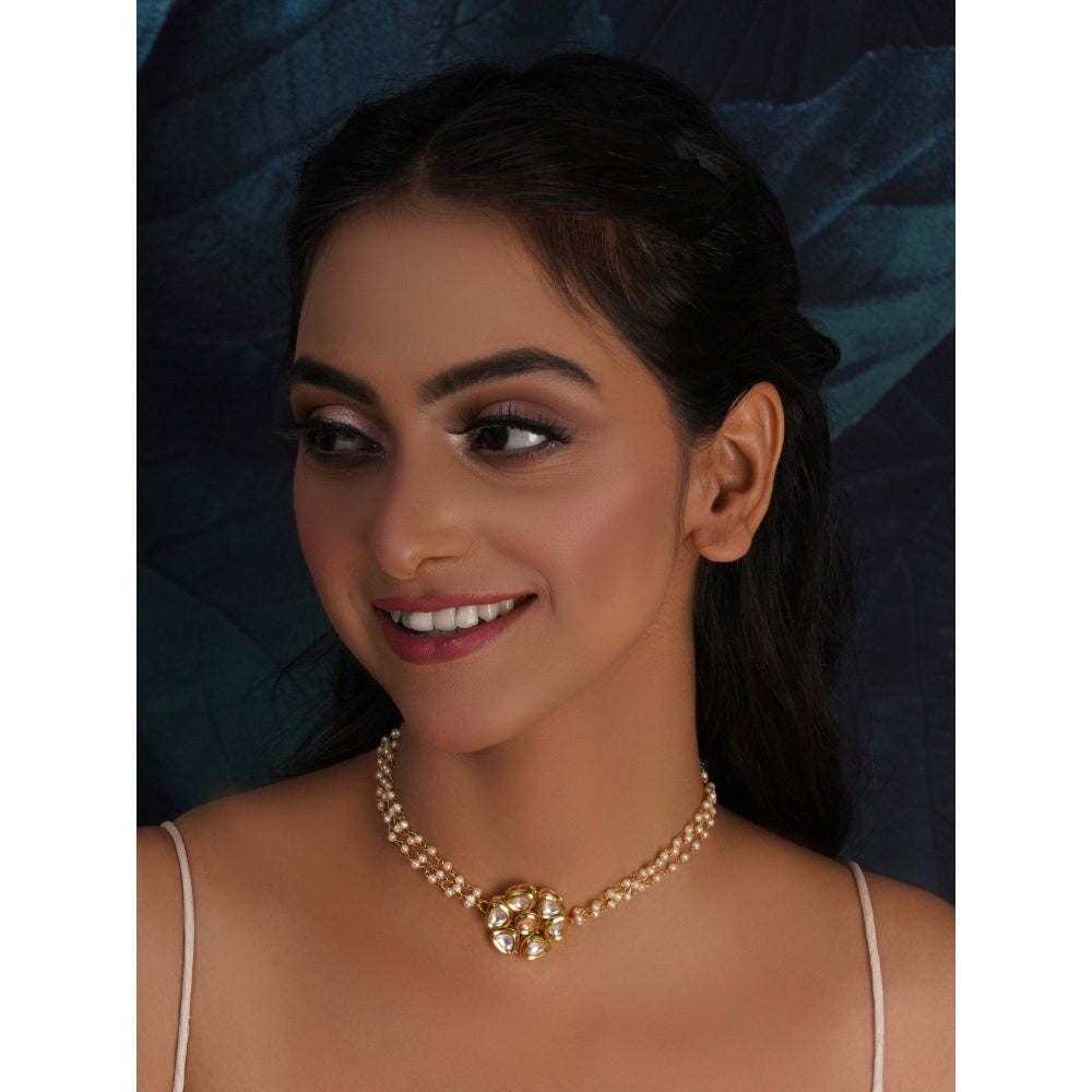 Ruby Raang Studio Kundan and Pearl Choker Neckpiece