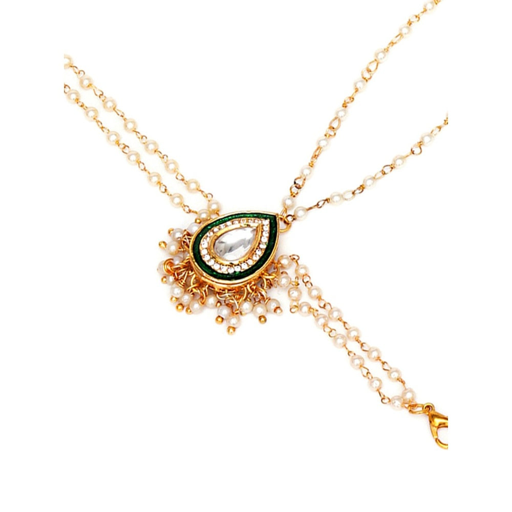 Ruby Raang Studio Kundan Gold Hand Harness