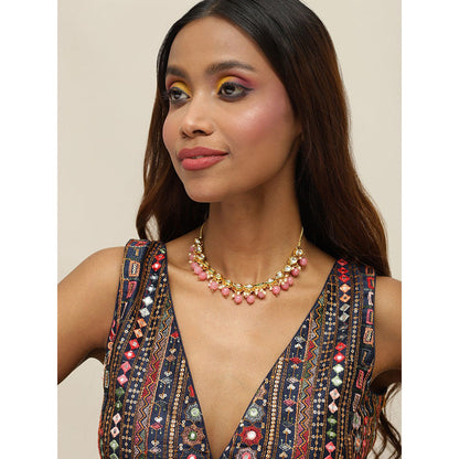 Ruby Raang Studio Gold-Toned & Pink Gold-Plated Handcrafted Necklace