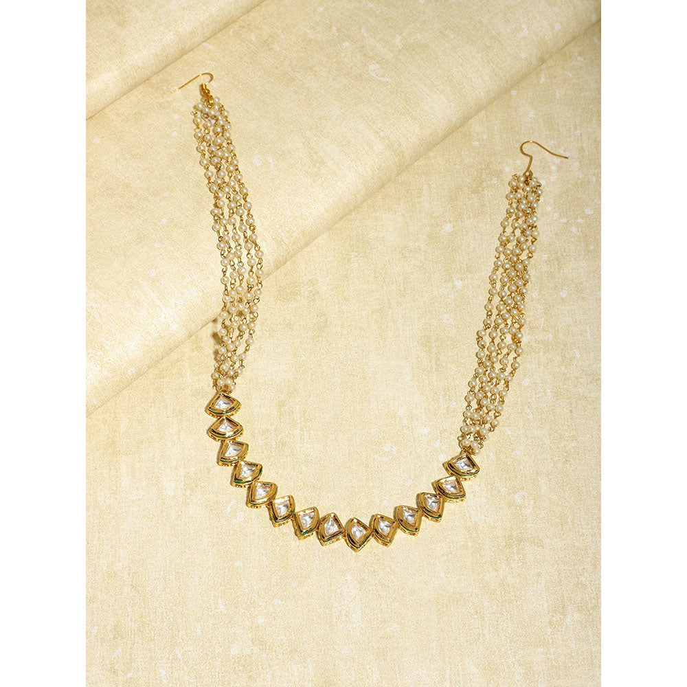 Ruby Raang Studio Pearl Kundan Hair Band