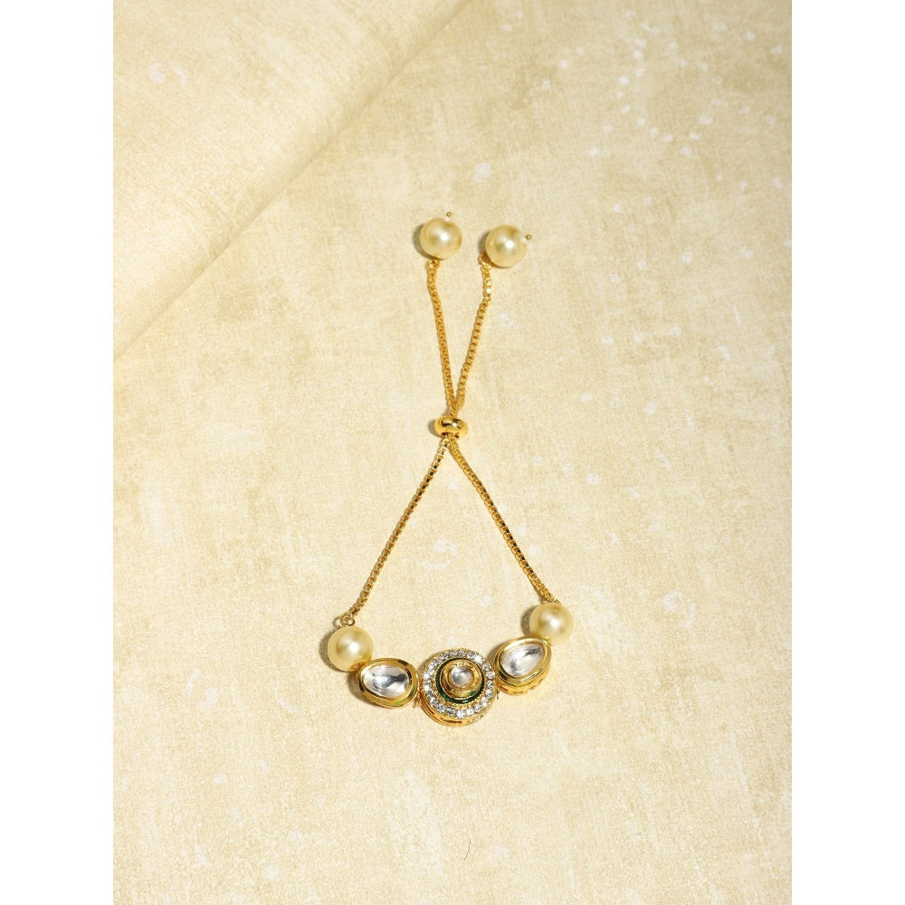 Ruby Raang Studio Gold-Plated White Brass Kundan Charm Bracelet