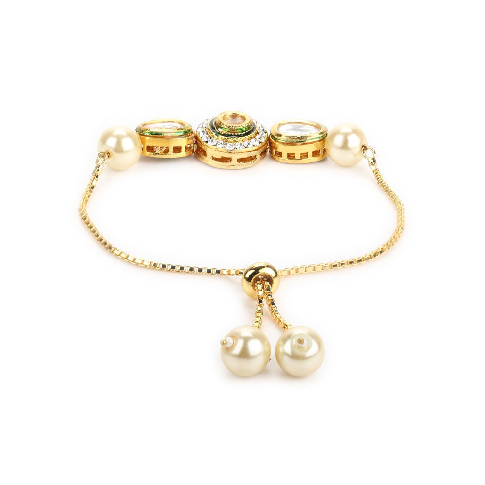 Ruby Raang Studio Gold-Plated White Brass Kundan Charm Bracelet